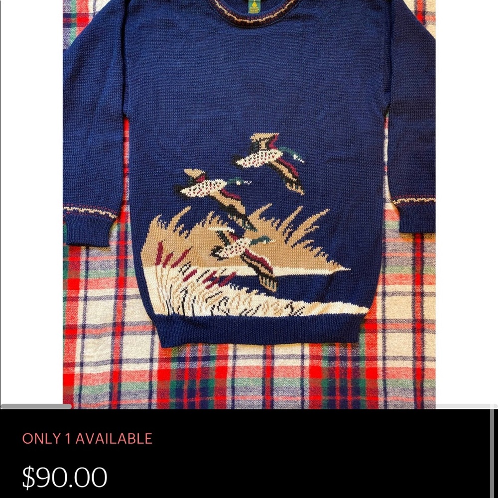80’s Duck Print 100% Wool Sweater medium/ small rare